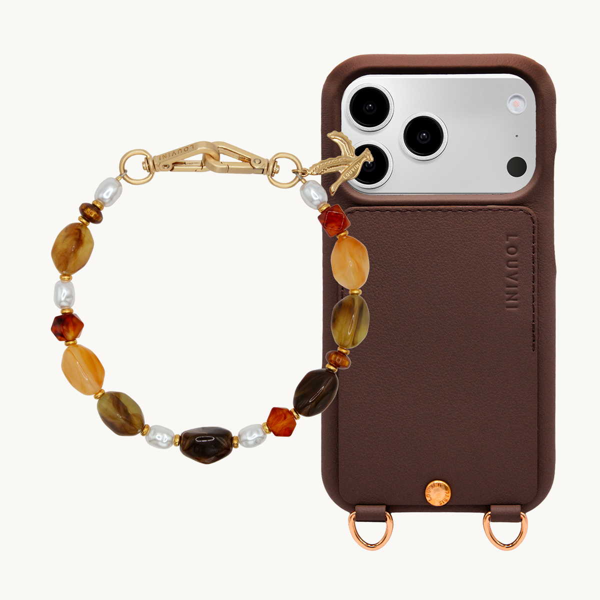 Coque iPhone LOU Marron & Bracelet PETIT ESMEE Ambre