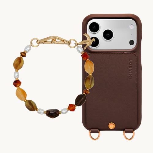 Coque iPhone LOU Marron & Bracelet PETIT ESMEE Ambre