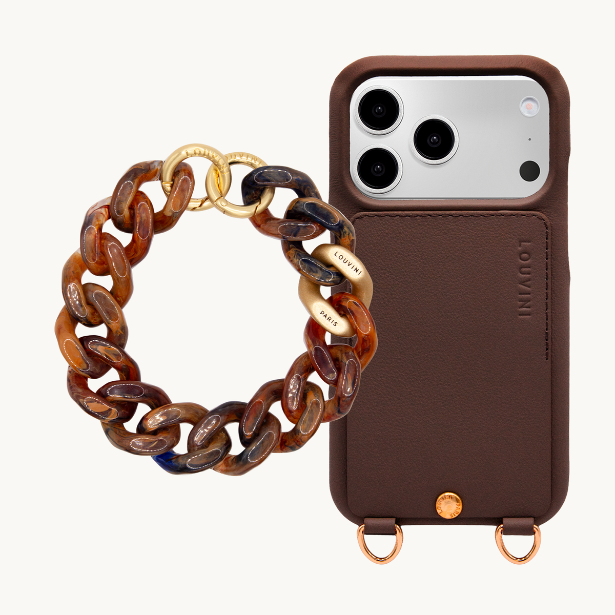 Coque iPhone LOU Marron & Bracelet PETIT ZOE Brun