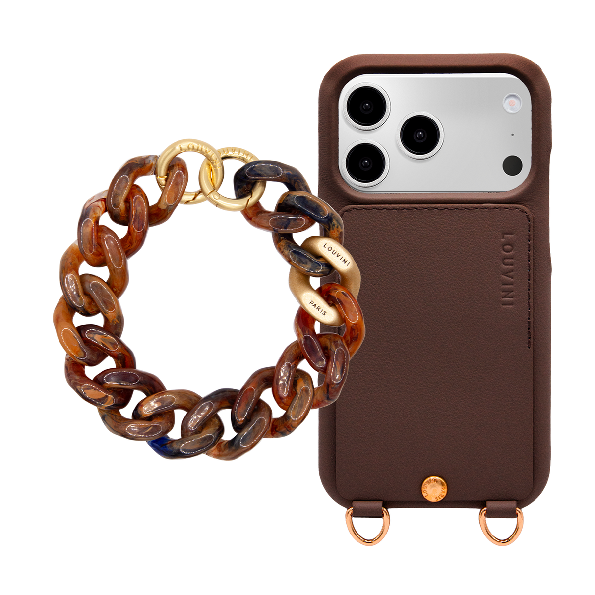 Coque iPhone LOU Marron & Bracelet PETIT ZOE Brun