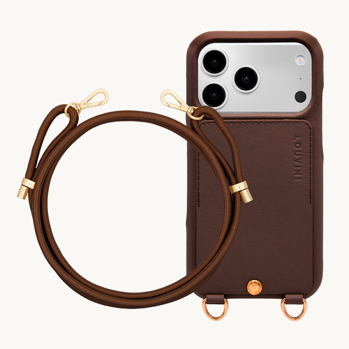 Coque iPhone LOU Marron & Cordon TESSA Marron
