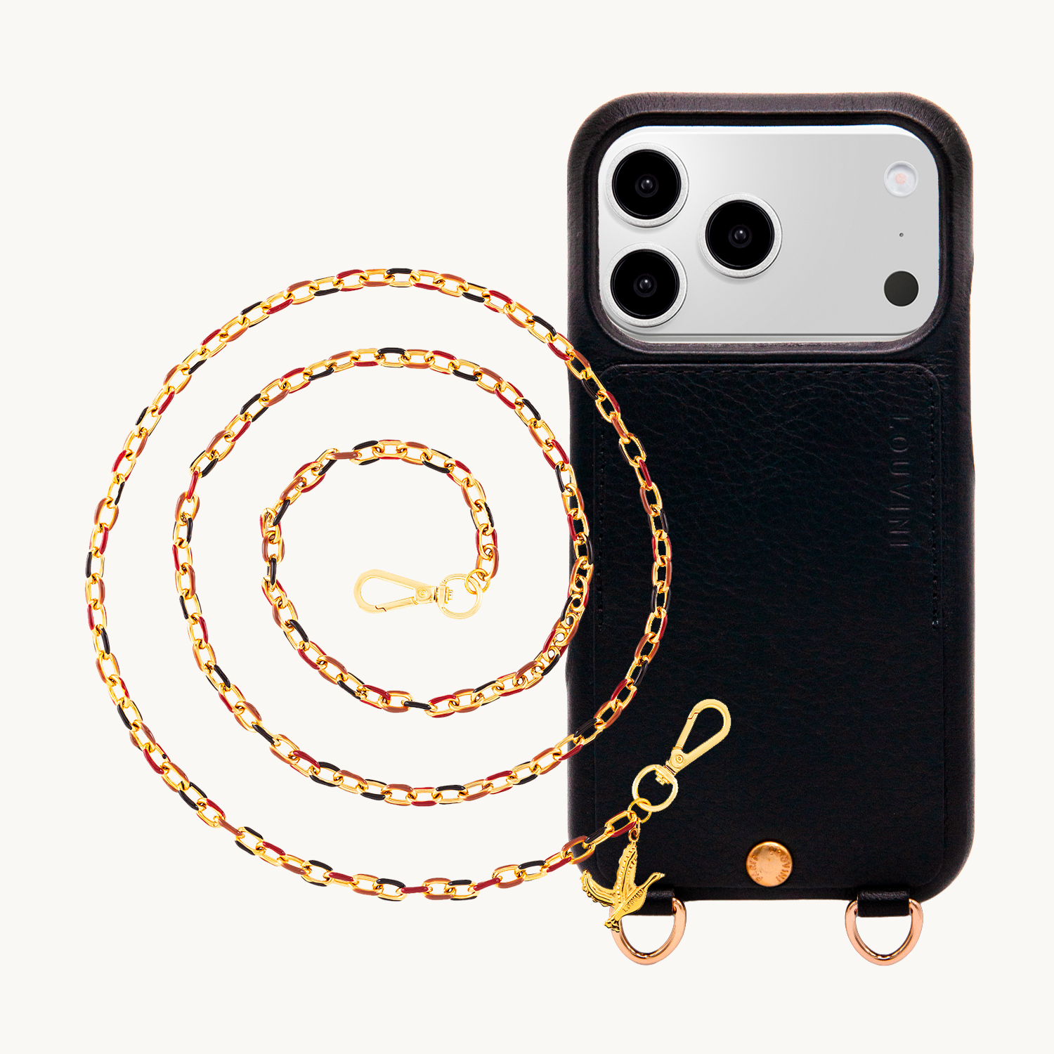 Coque iPhone LOU Noir & Chaîne MIA Bordeaux-Noir