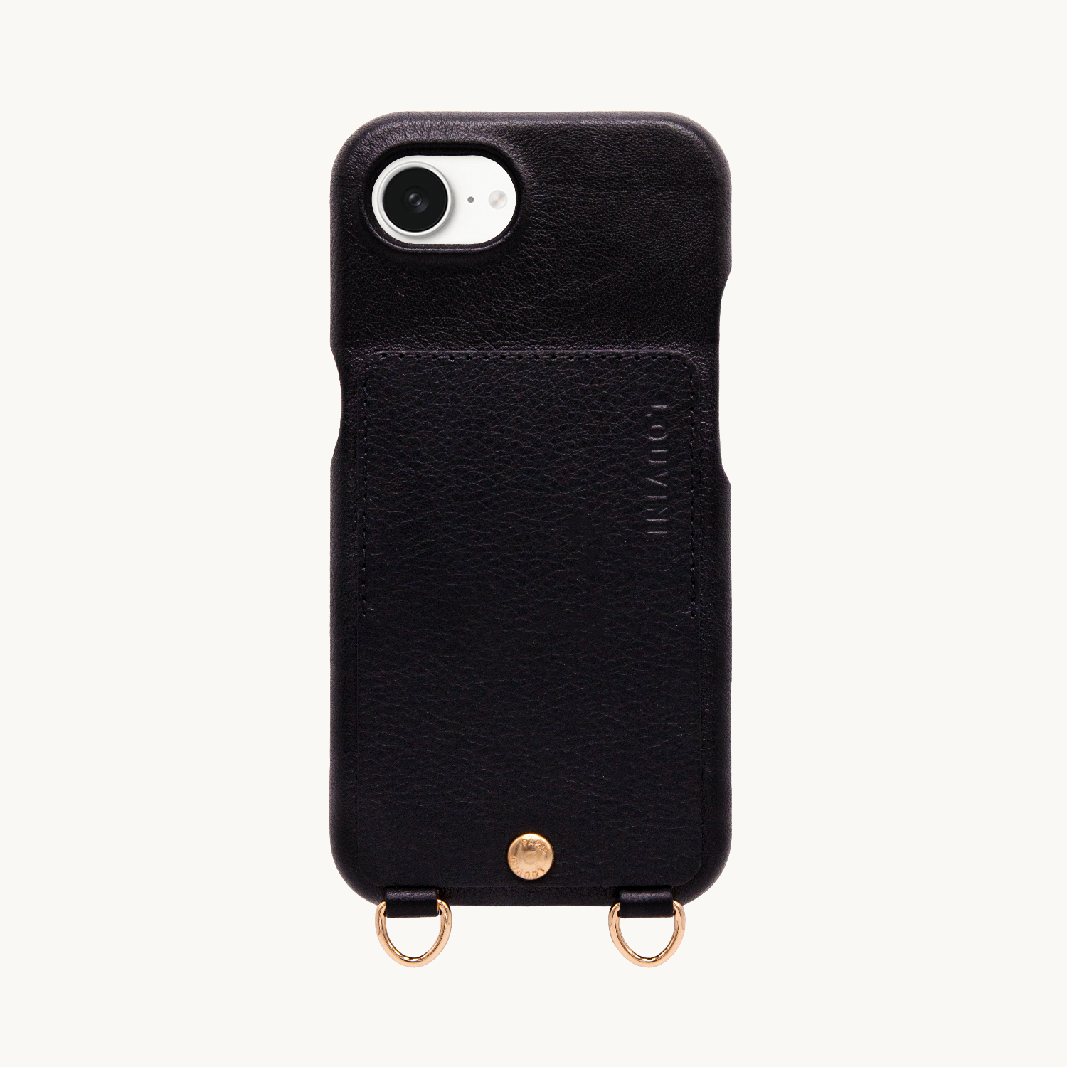 Coque iPhone cuir porte carte avec anneaux LOU - Noir