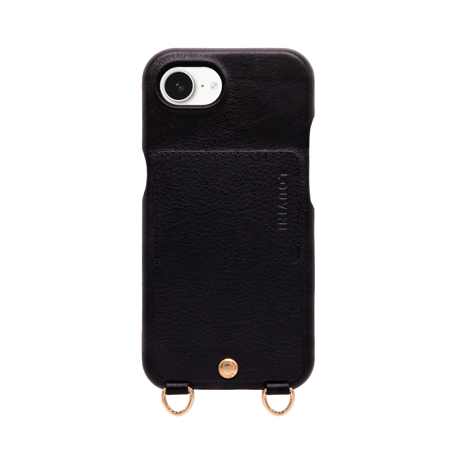 Coque iPhone cuir porte carte avec anneaux LOU - Noir