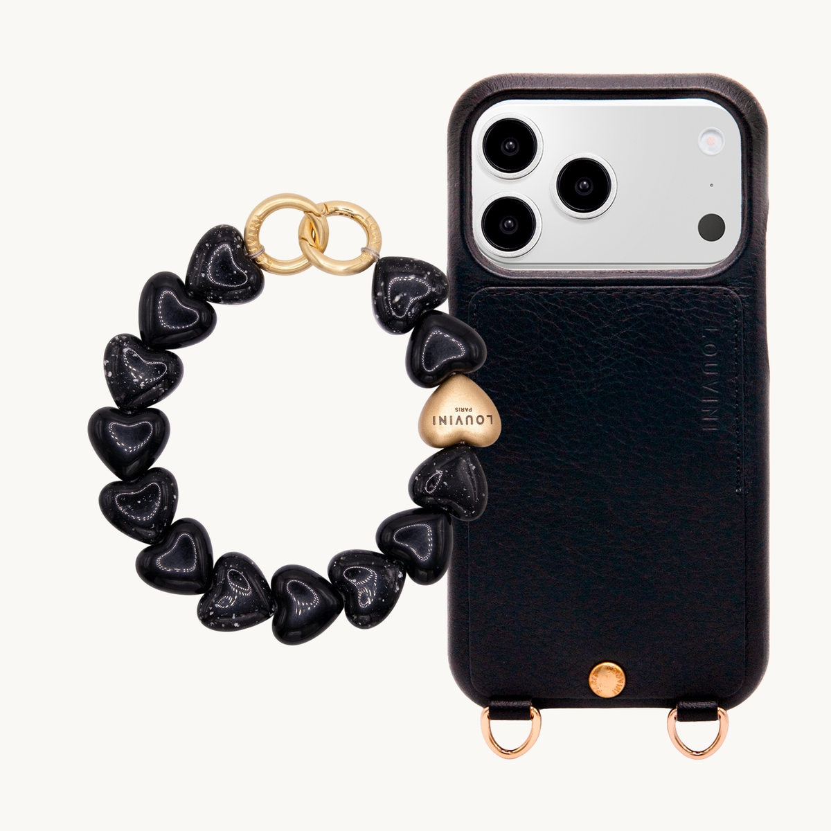 Coque iPhone LOU Noir & Bracelet PETIT CUORE Noir