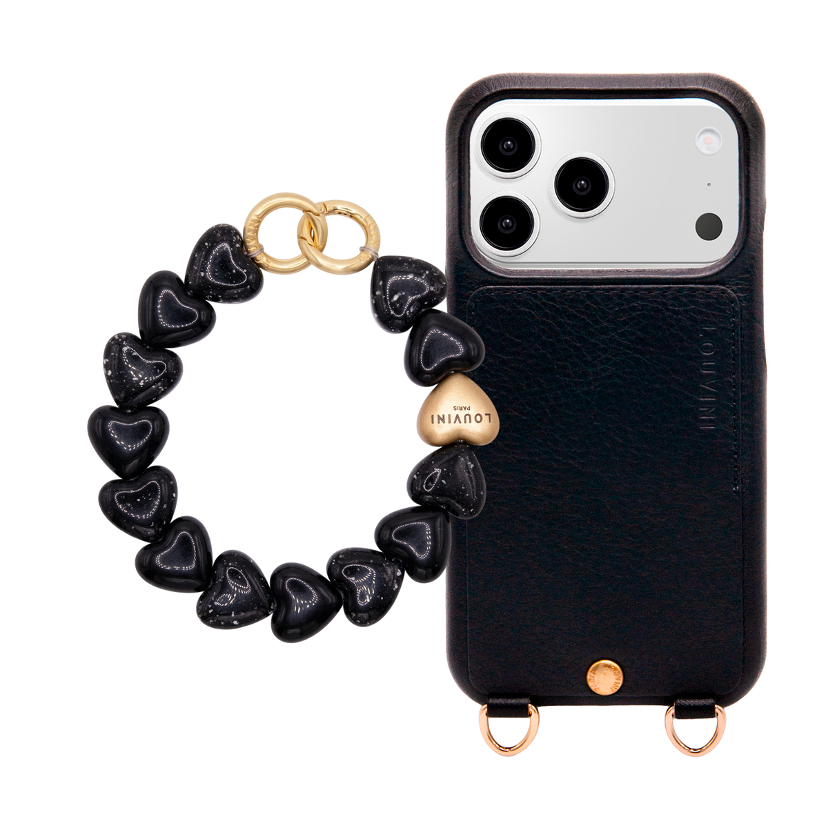 Coque iPhone LOU Noir & Bracelet PETIT CUORE Noir