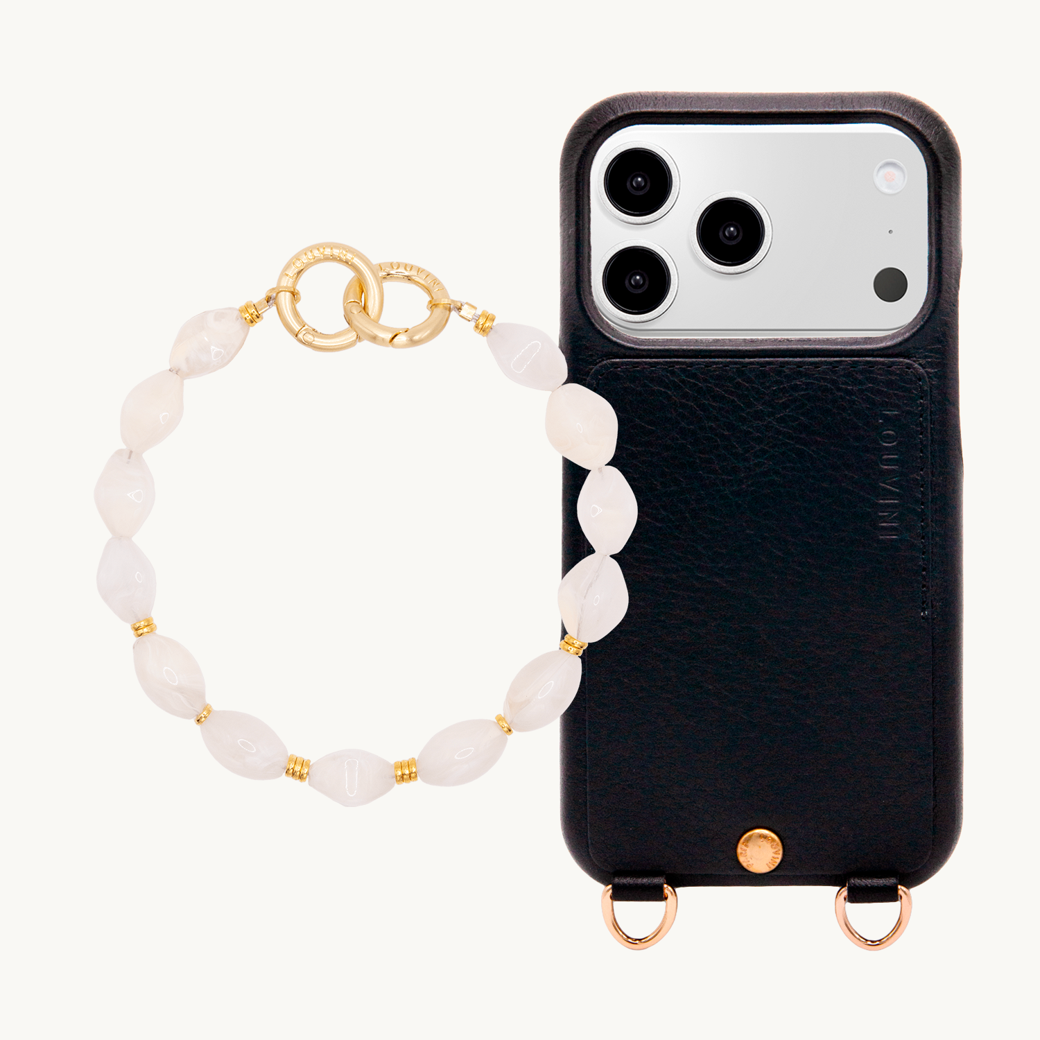 Coque iPhone LOU Noir & Bracelet PETIT RITA Beige