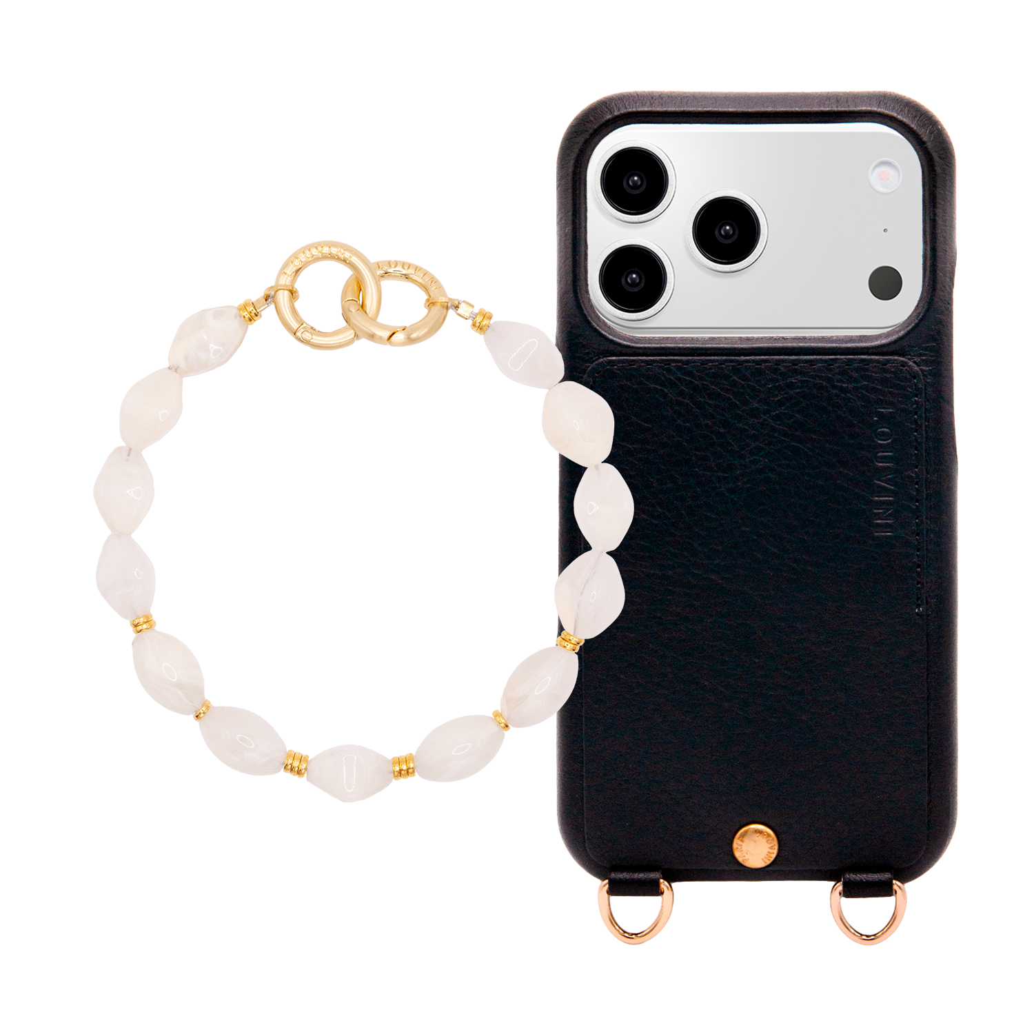 Coque iPhone LOU Noir & Bracelet PETIT RITA Beige