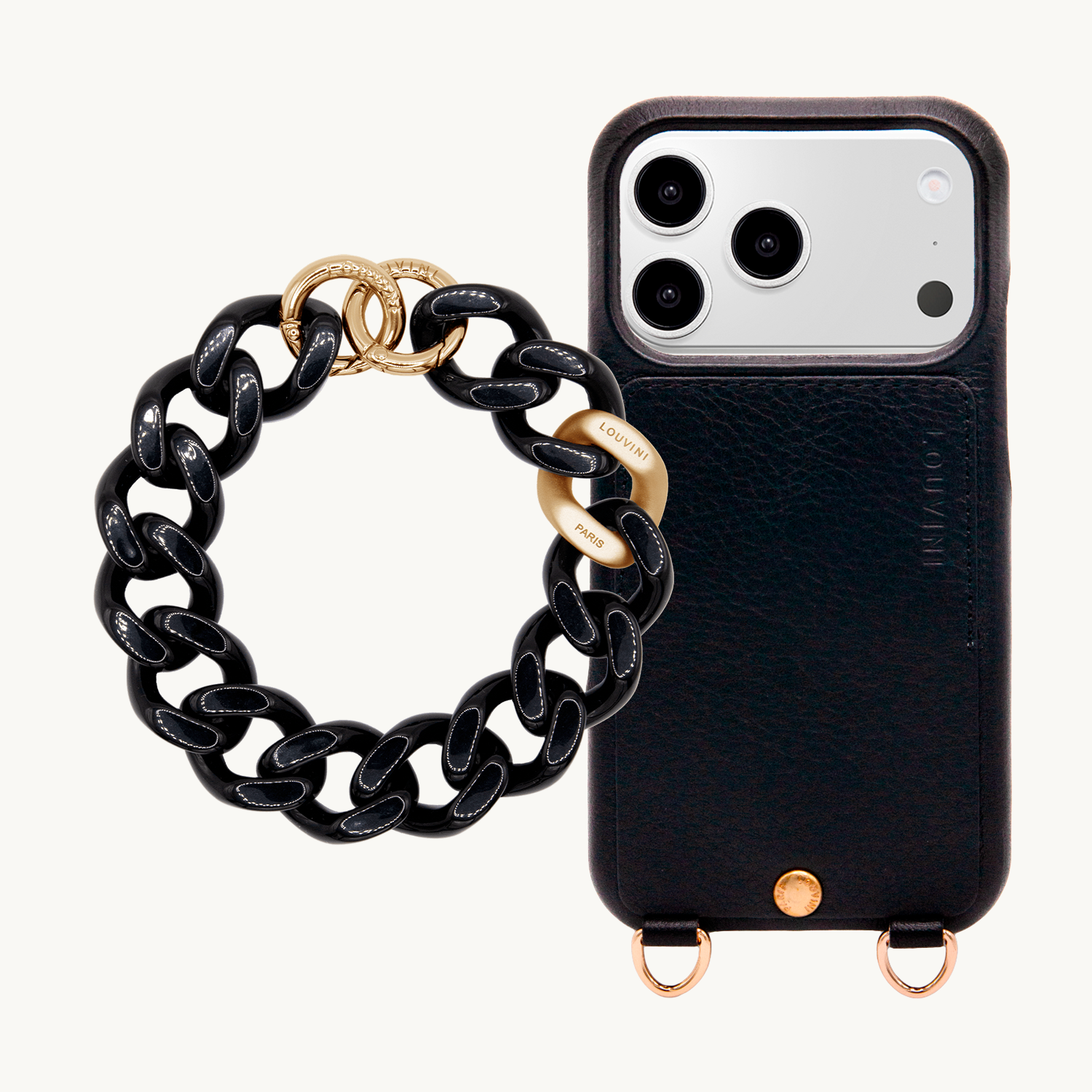 Coque iPhone LOU Noir & bracelet PETIT ZOE Noir