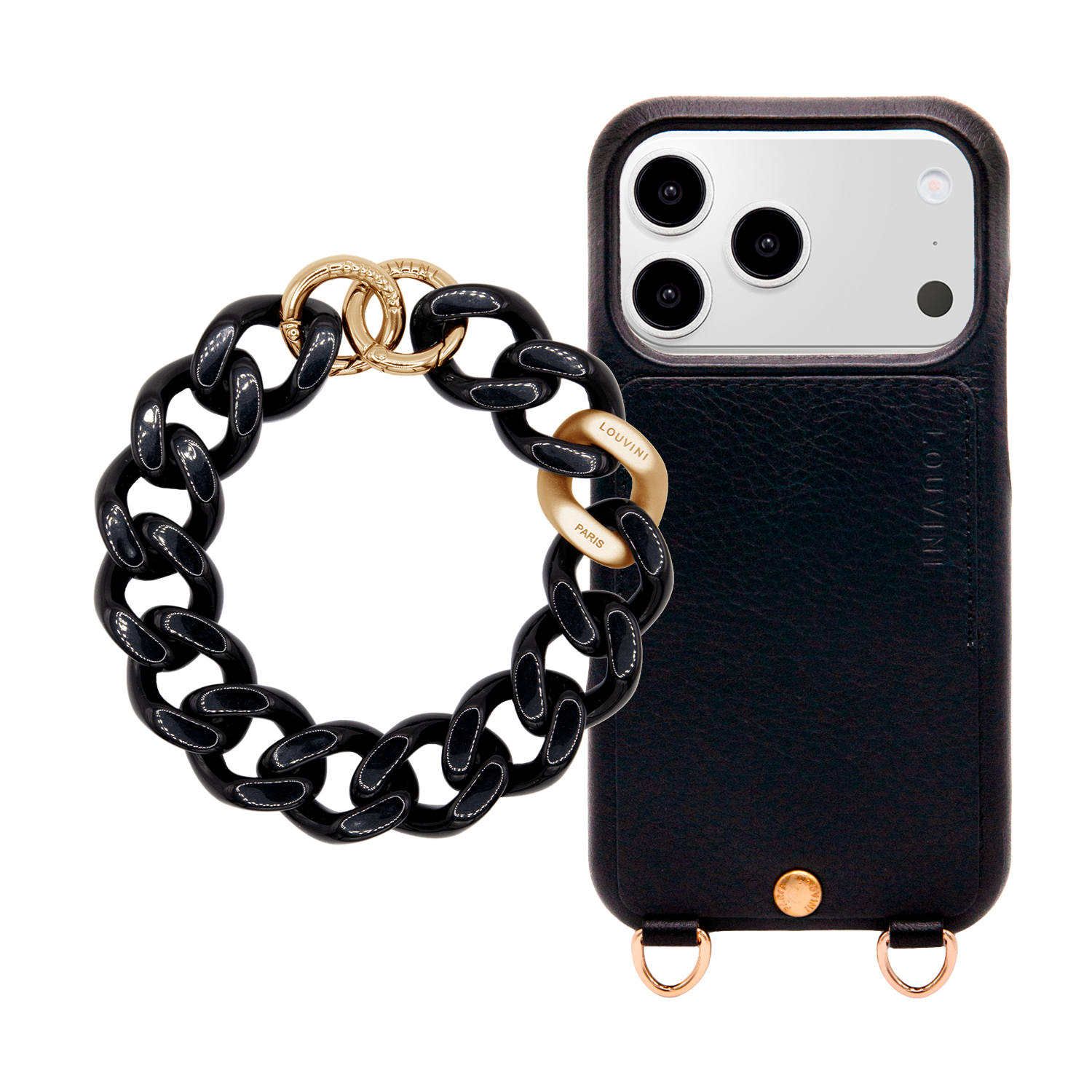 Coque iPhone LOU Noir & bracelet PETIT ZOE Noir