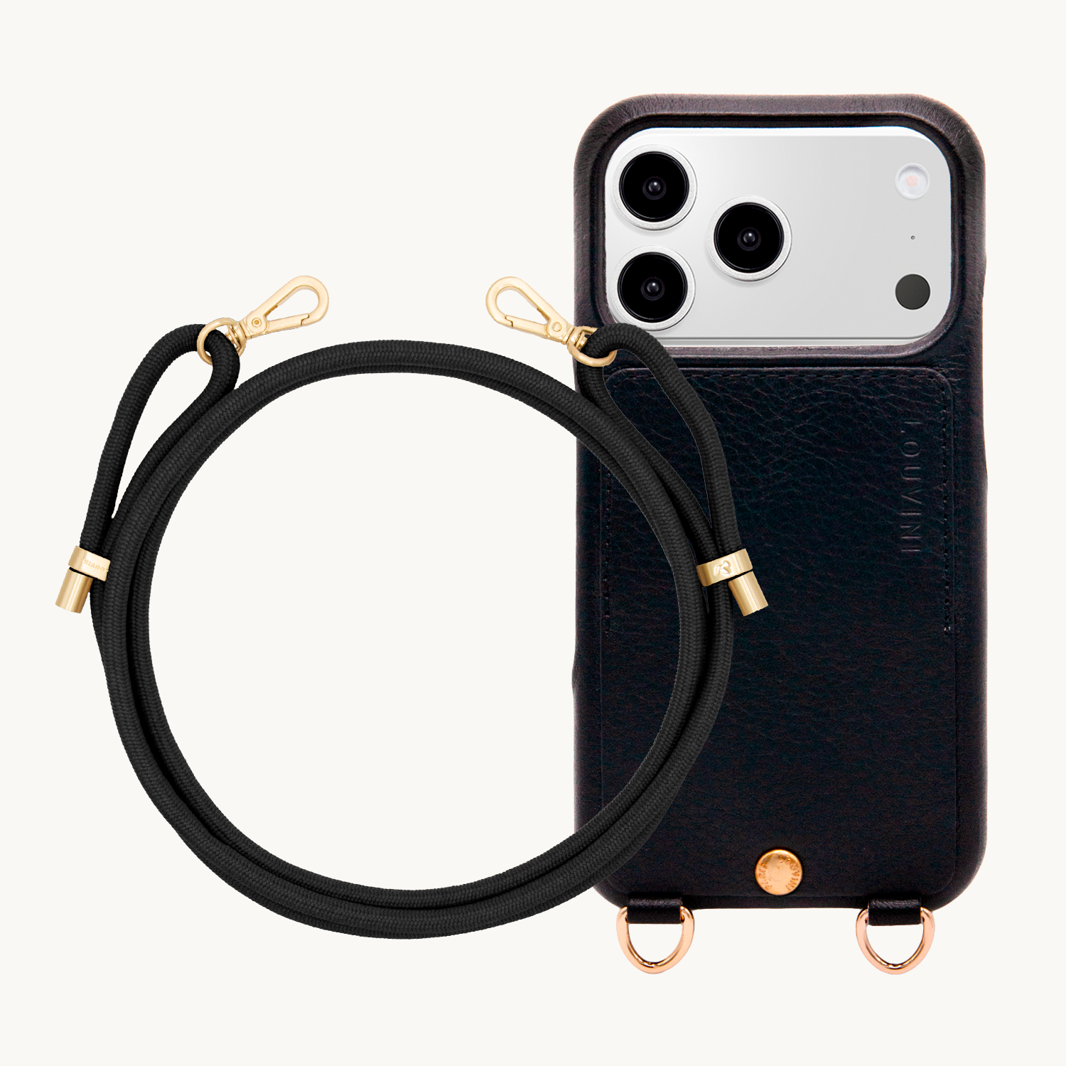 Coque iPhone LOU Noir & Cordon TESSA Noir