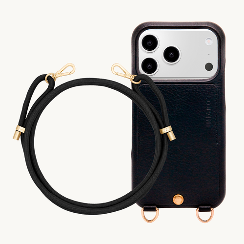 Coque iPhone LOU Noir & Cordon TESSA Noir