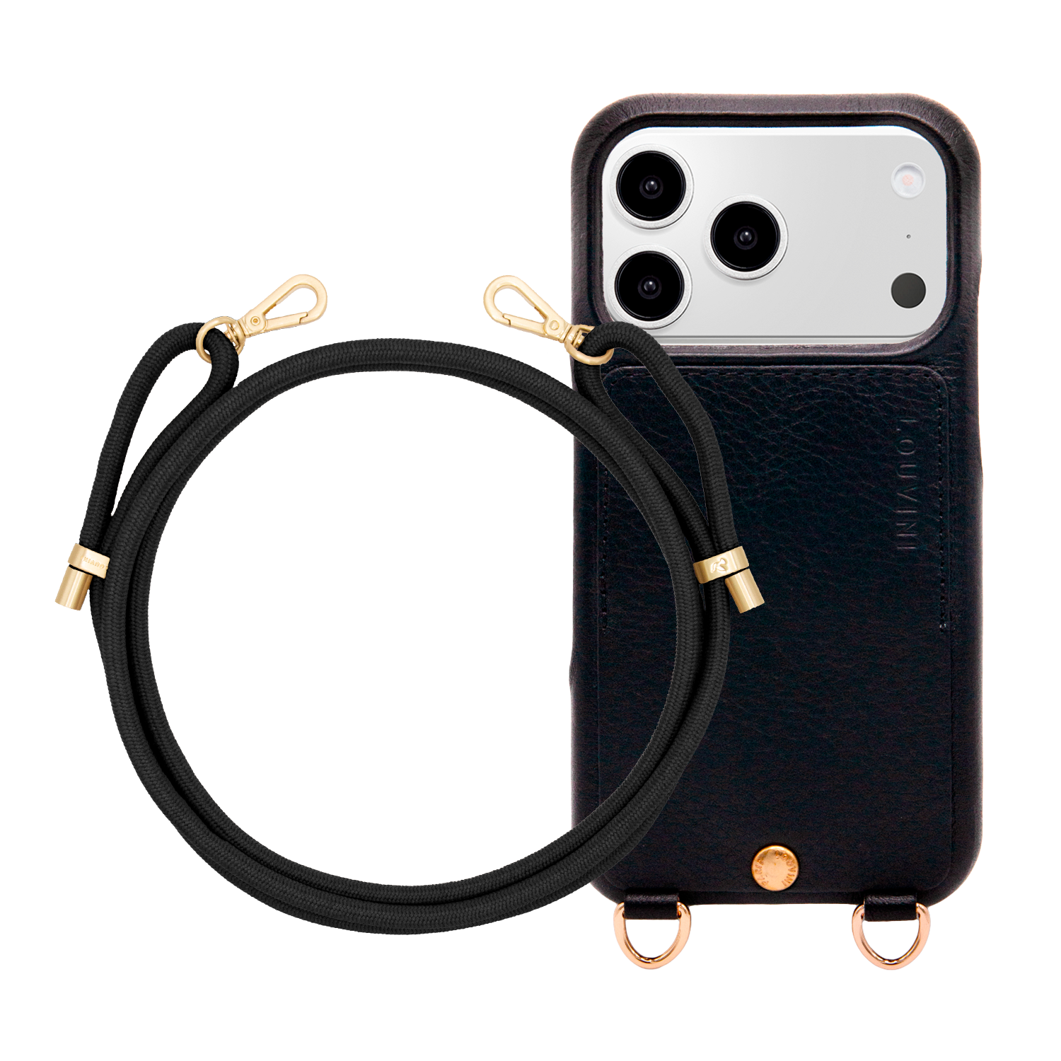Coque iPhone LOU Noir & Cordon TESSA Noir