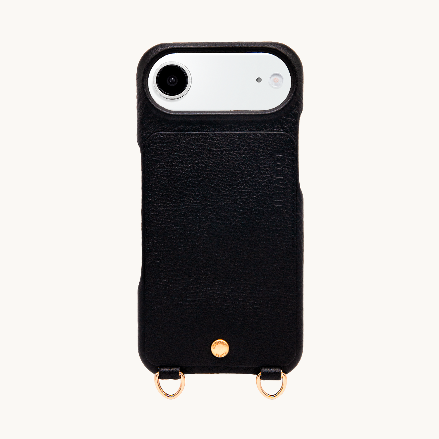 Coque iPhone cuir porte carte avec anneaux LOU - Noir