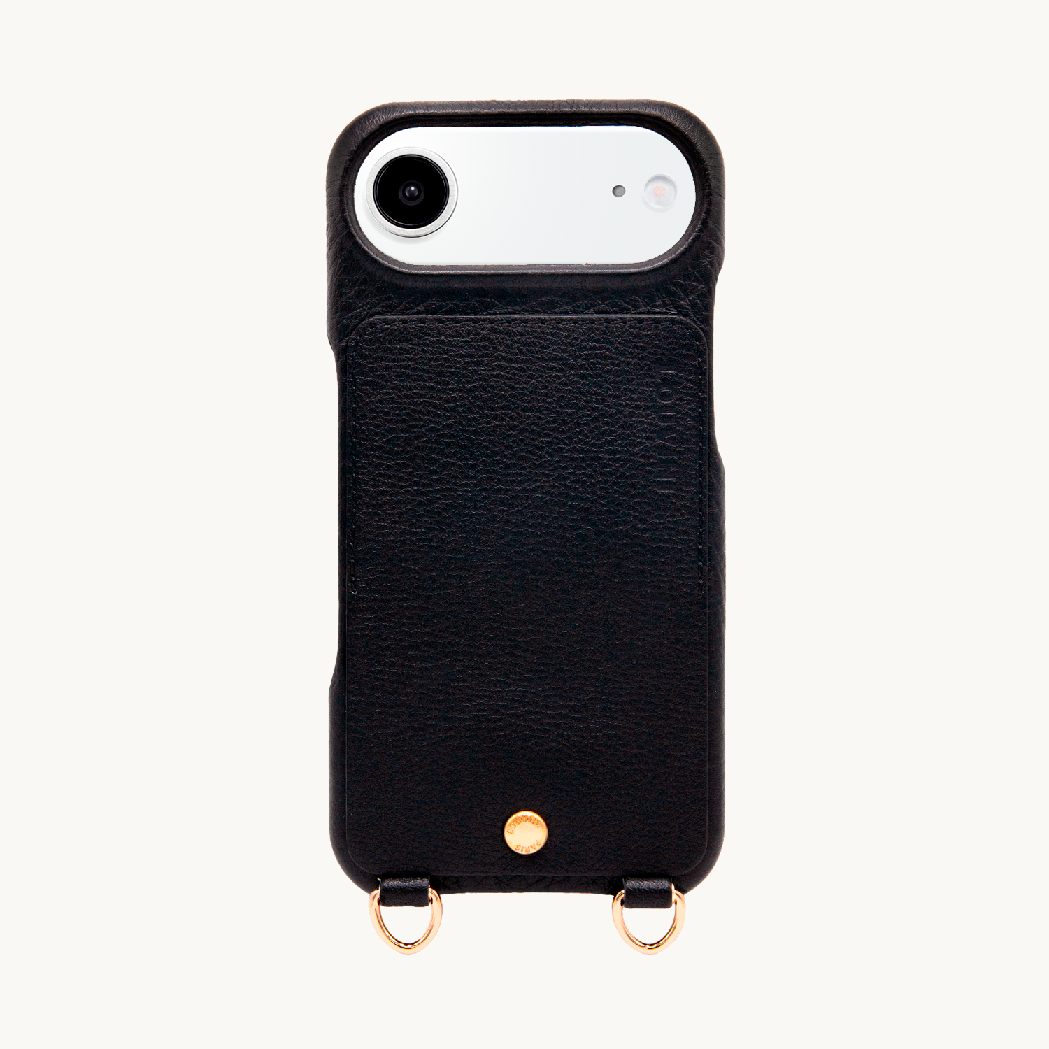 Coque iPhone cuir porte carte avec anneaux LOU - Noir