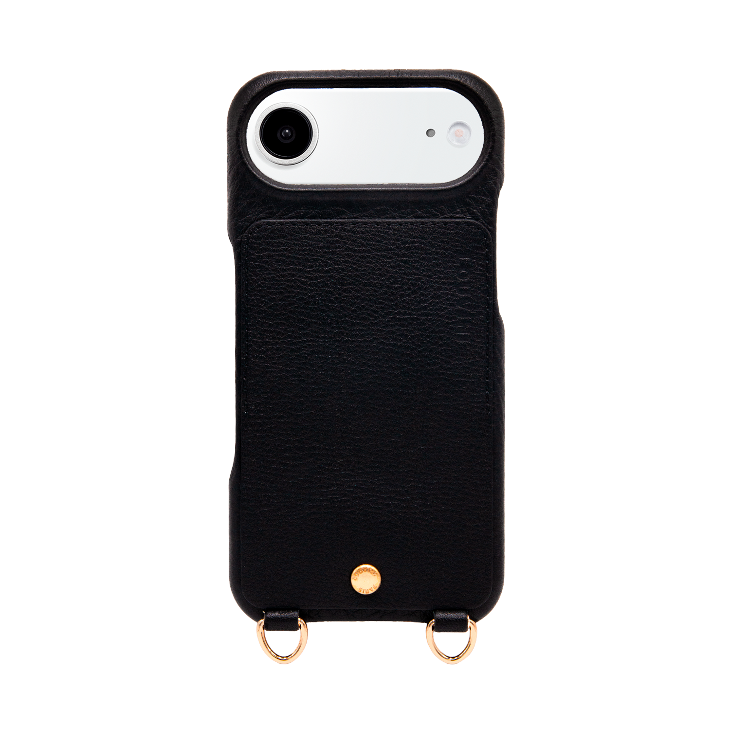 Coque iPhone cuir porte carte avec anneaux LOU - Noir