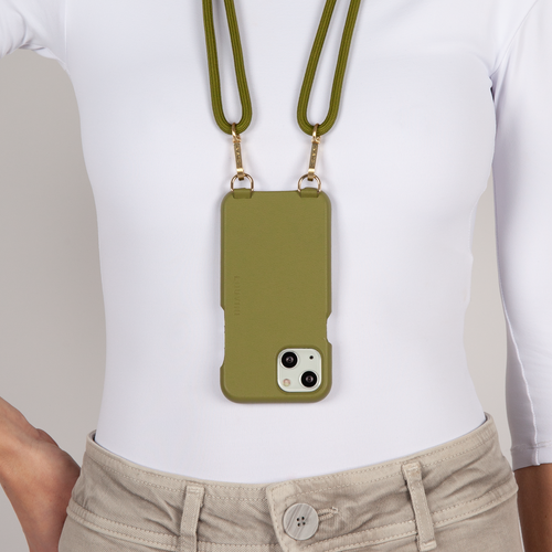 Coque iPhone cuir PETIT LOU - Kaki (iPhone 12 Mini)