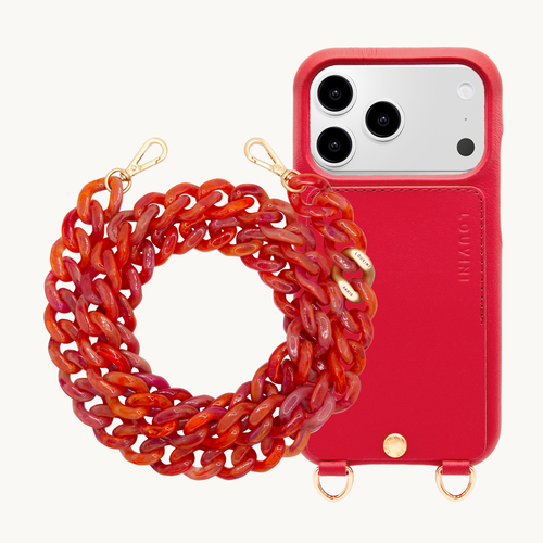 Coque iPhone LOU Rouge & chaîne ZOE Tropical