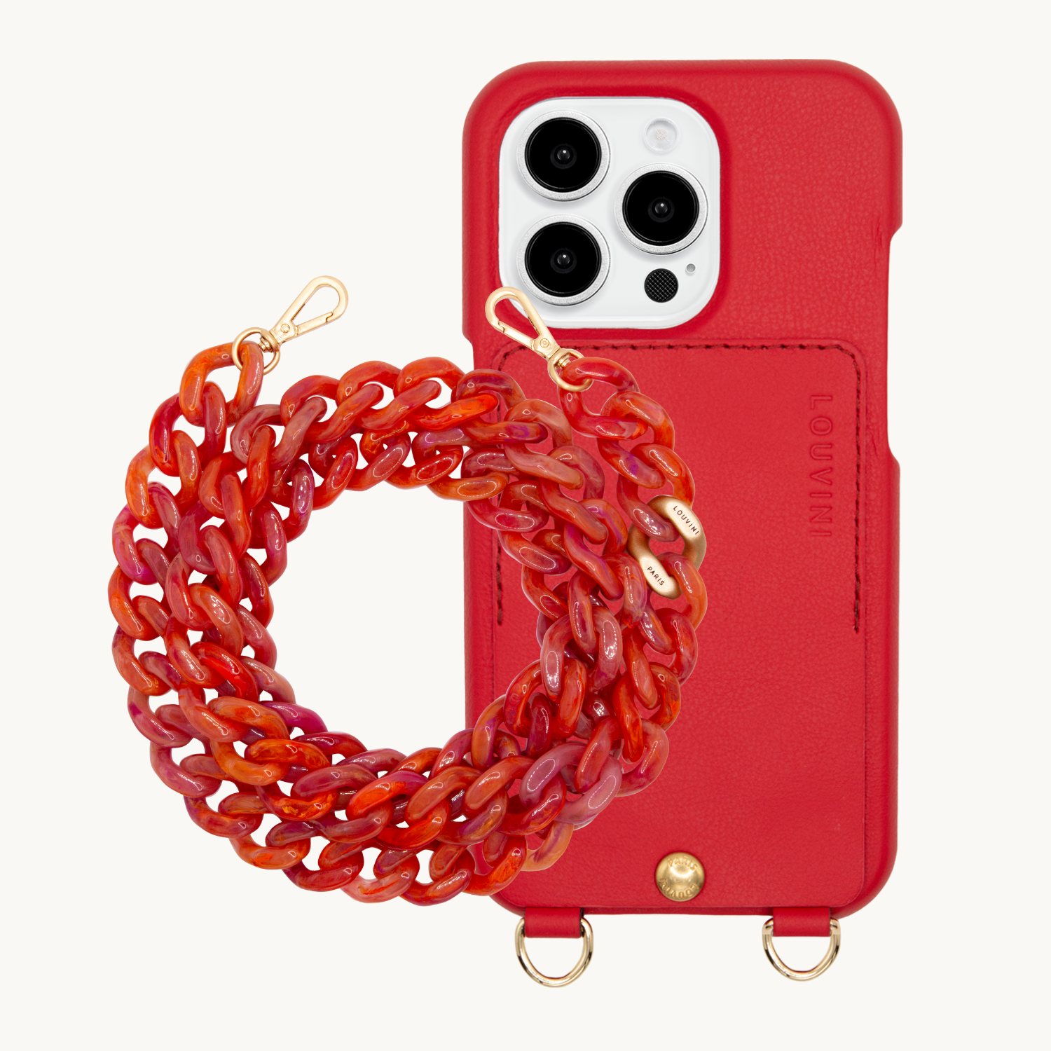 Coque iPhone LOU Rouge & chaîne ZOE Tropical