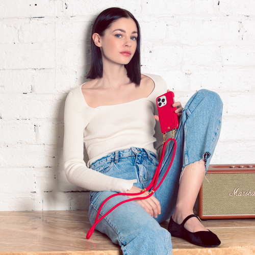 cordon pour téléphone ajustable rouge 