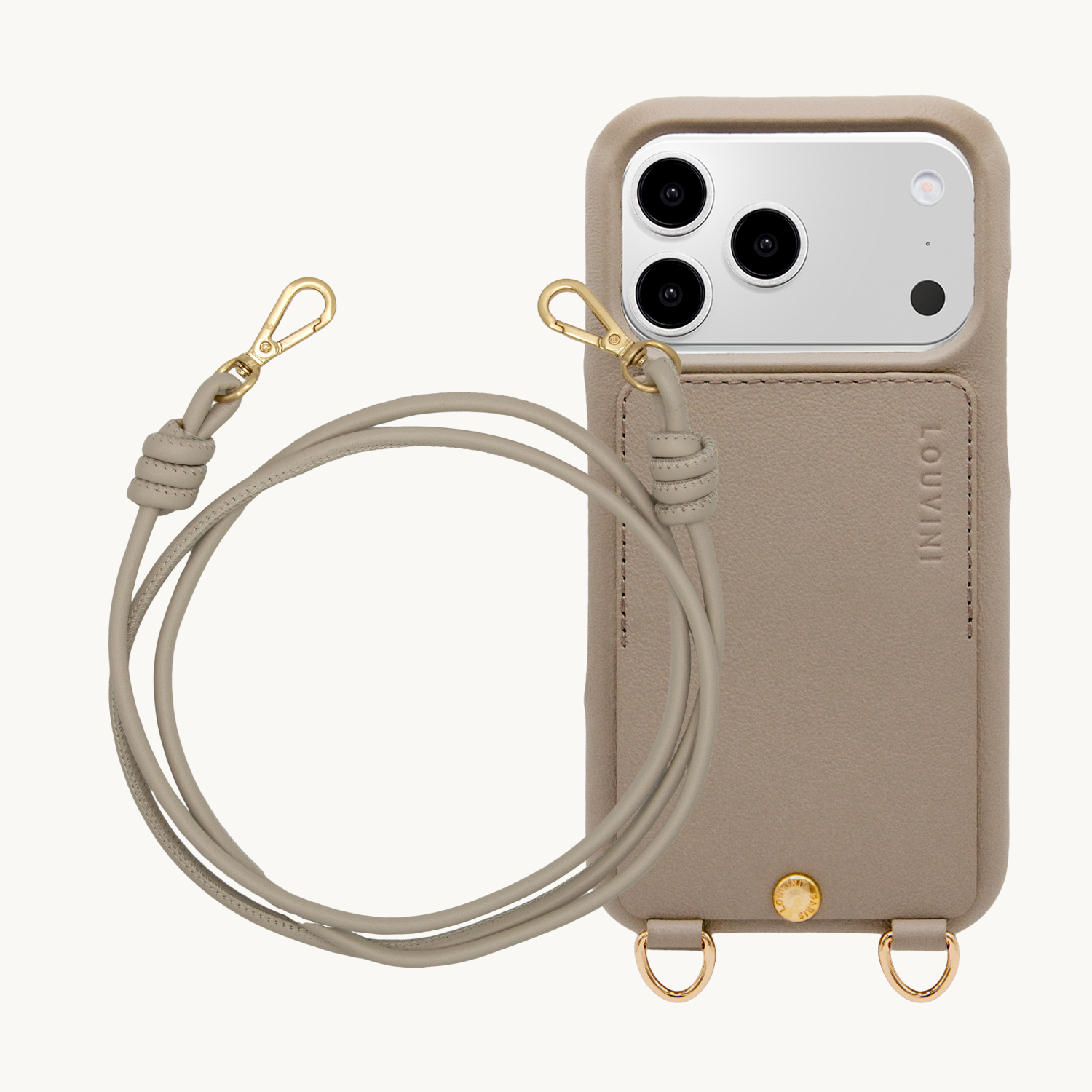 Coque iPhone LOU Taupe & Cordon KATE Taupe
