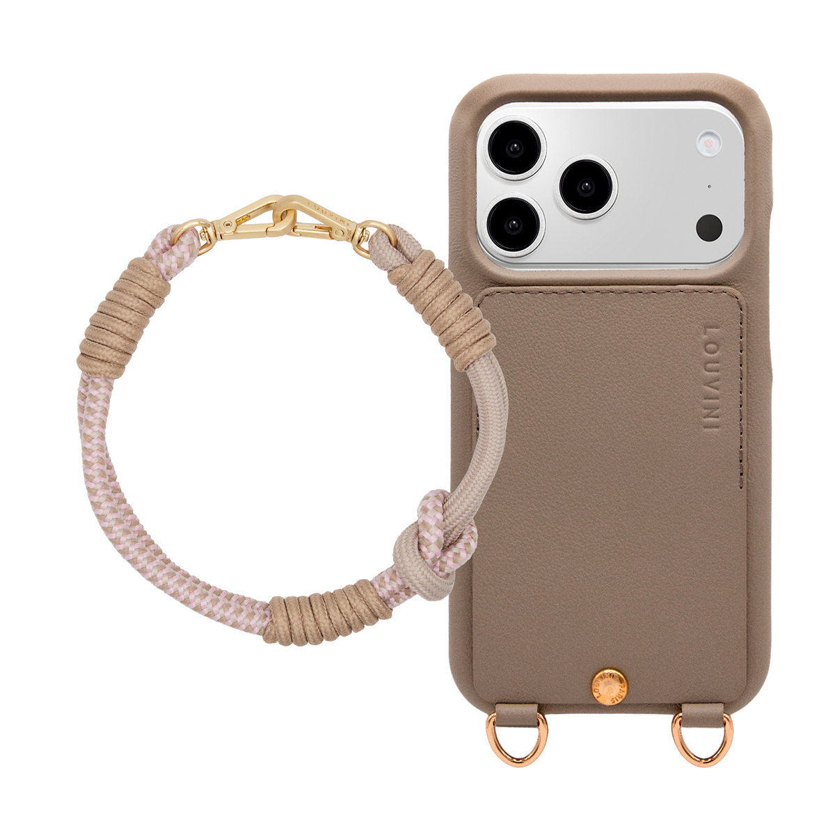 Coque iPhone LOU Taupe & Bracelet PETIT TESSA Rose Taupe