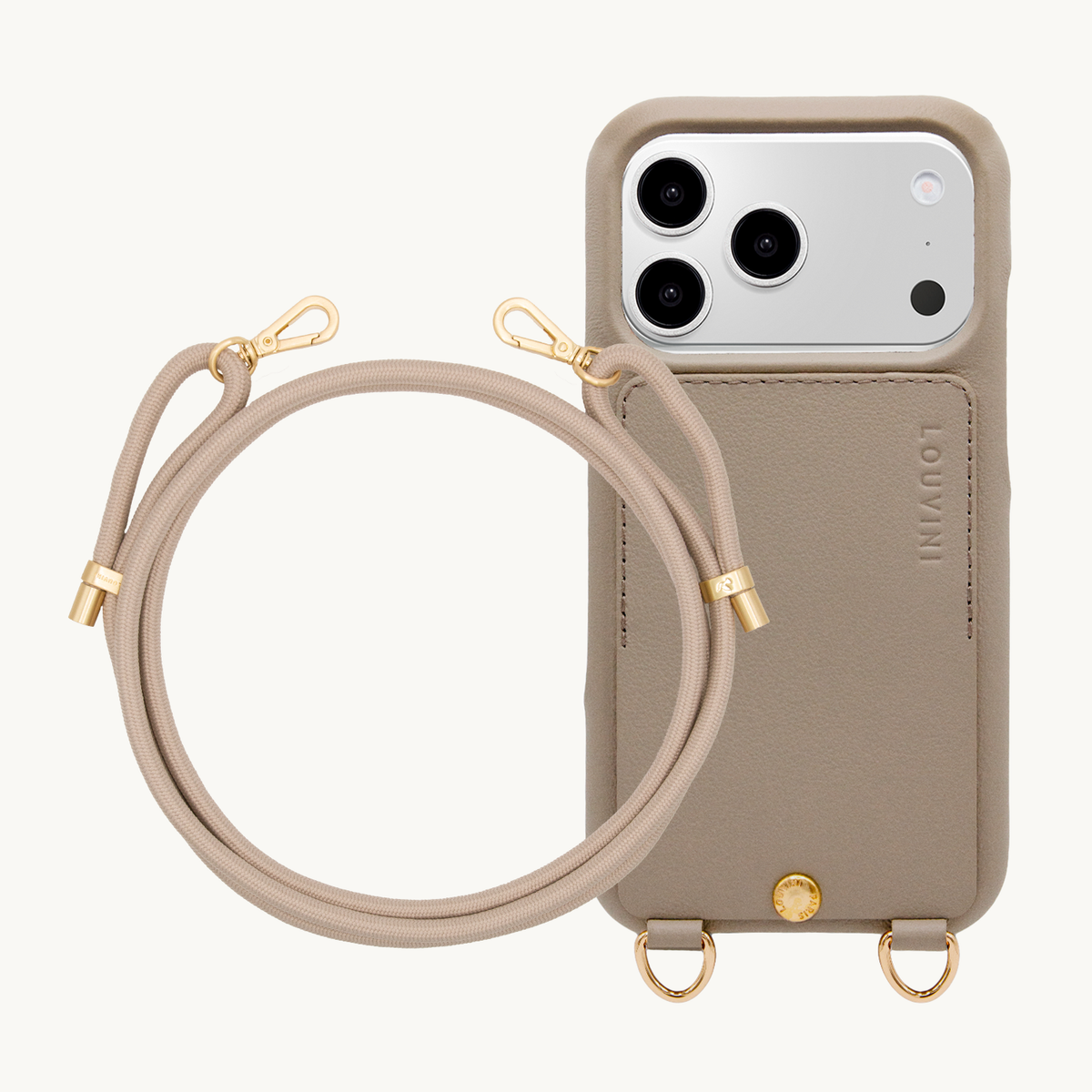 Coque iPhone LOU Taupe & Cordon TESSA Taupe