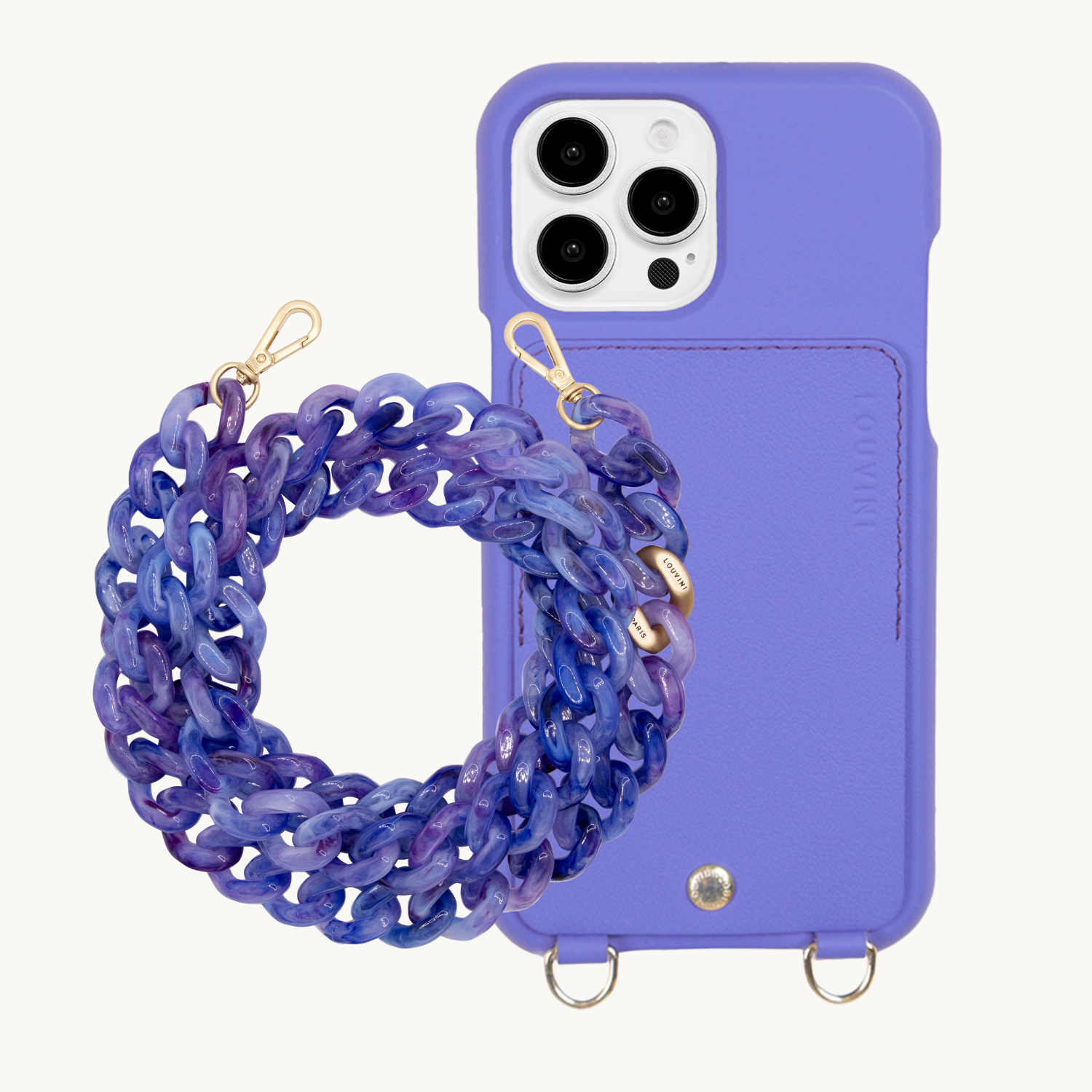 Coque iPhone LOU Violet & chaîne ZOE Violet