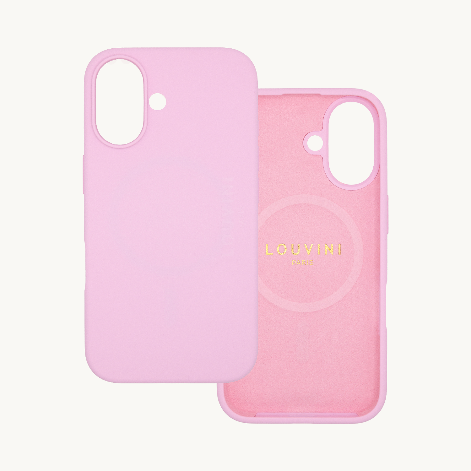 coque iPhone 16 silicone rose double face