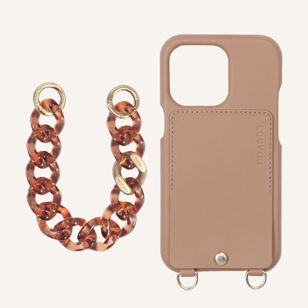 LOU Camel Leather Case & PETIT ZOE Amber Chain