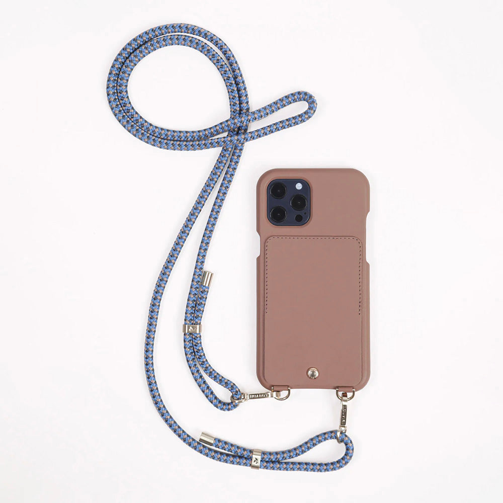 LOU Camel Leather Case & TESSA Blue-Beige Cord