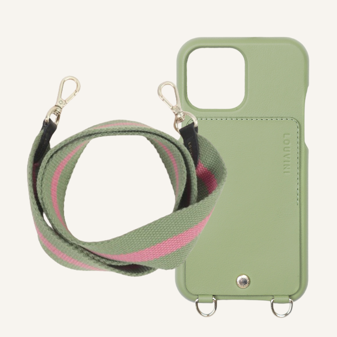 LOU Khaki Leather Case & OLYMPE Khaki-Pink Cord