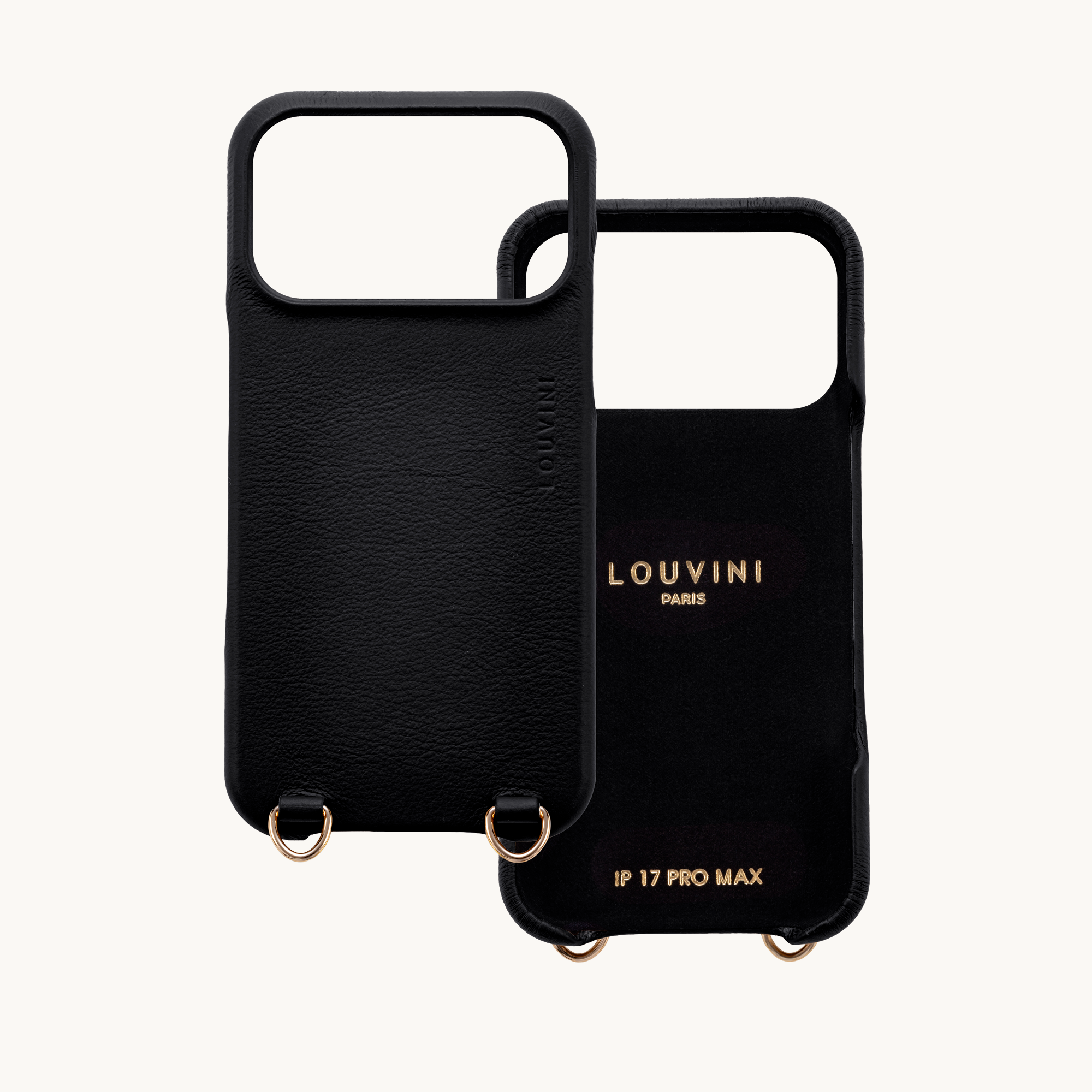 Coque iPhone MagSafe cuir avec anneaux MAX - Noir