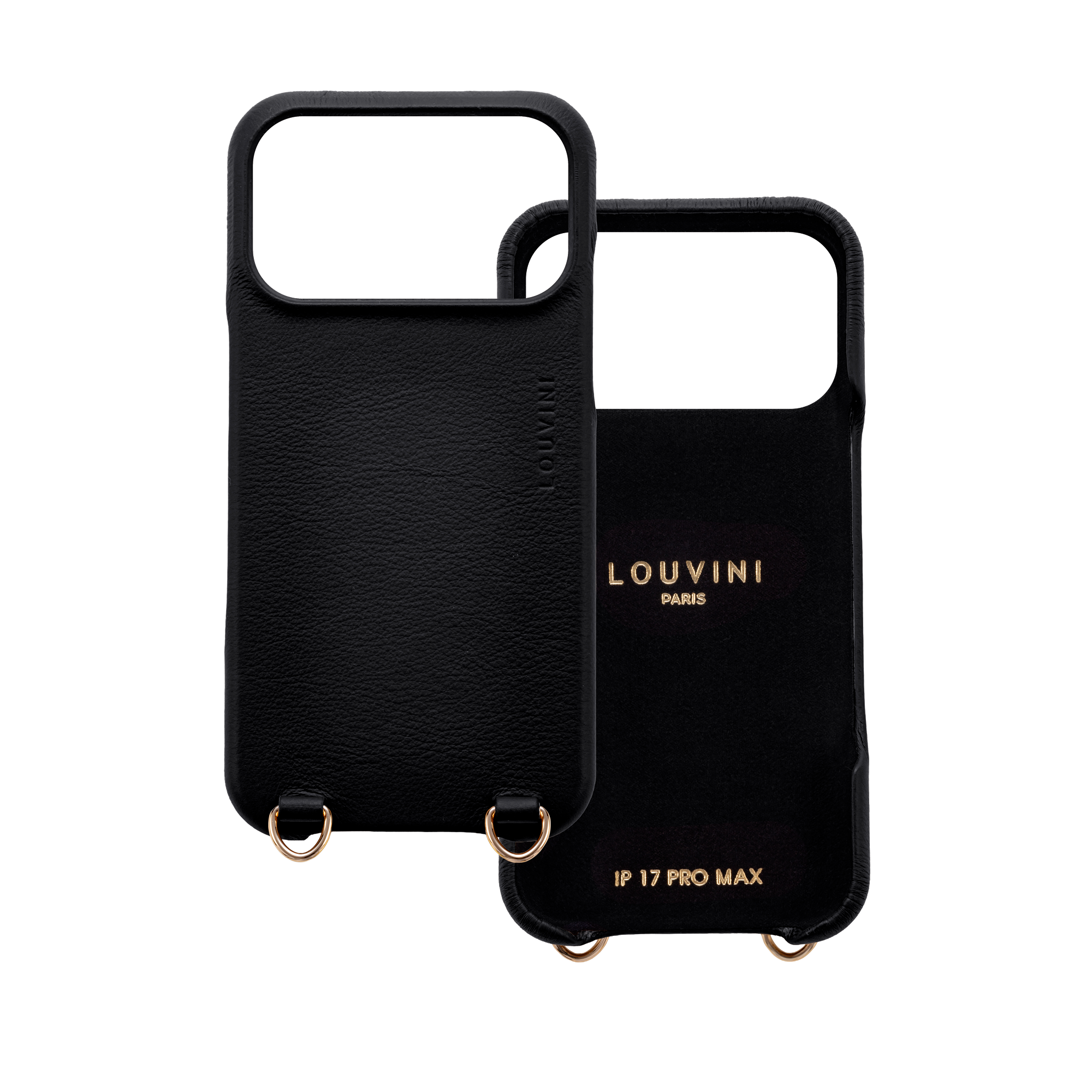 Coque iPhone MagSafe cuir avec anneaux MAX - Noir