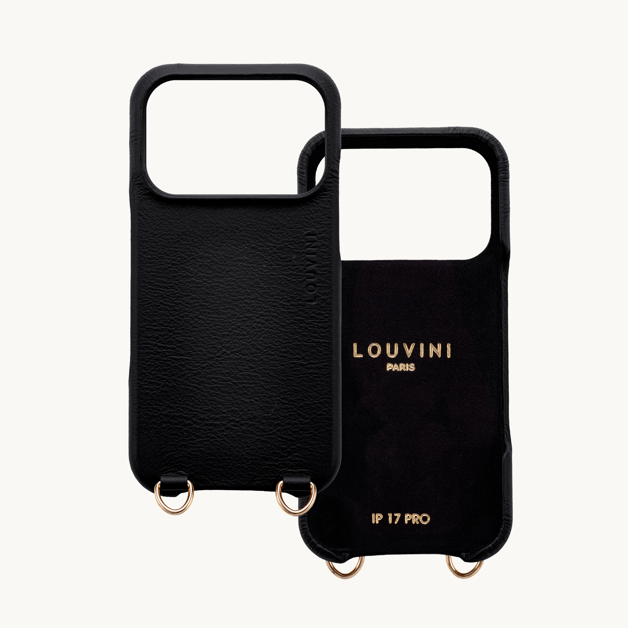 Coque iPhone MagSafe cuir avec anneaux MAX - Noir