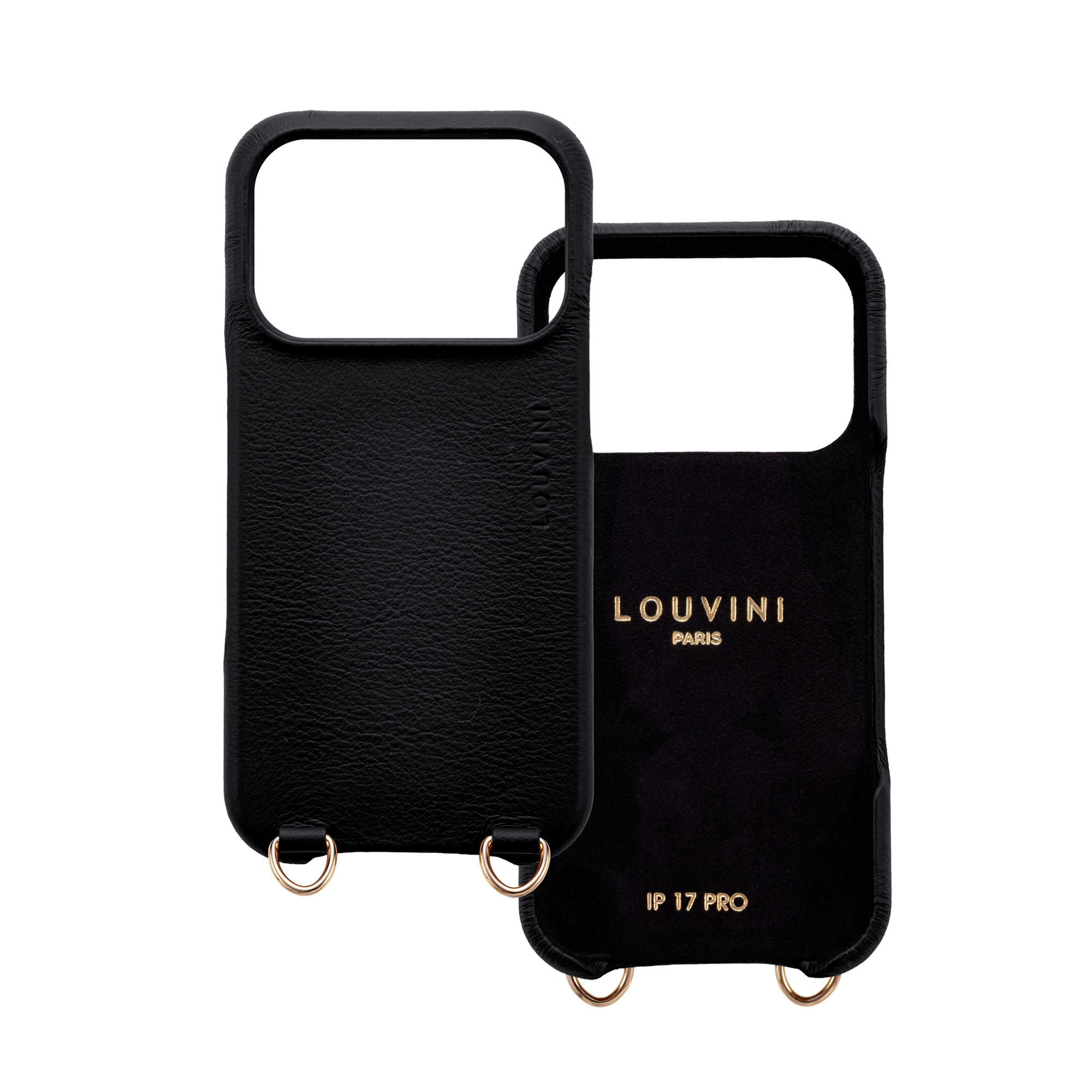 Coque iPhone MagSafe cuir avec anneaux MAX - Noir