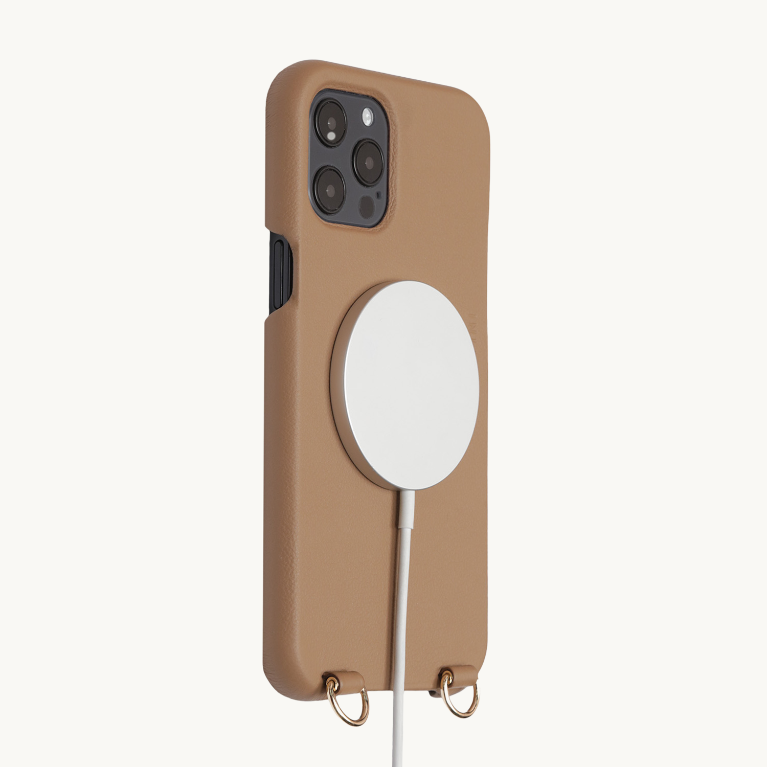 Coque iPhone MagSafe cuir avec anneaux MAX - Camel