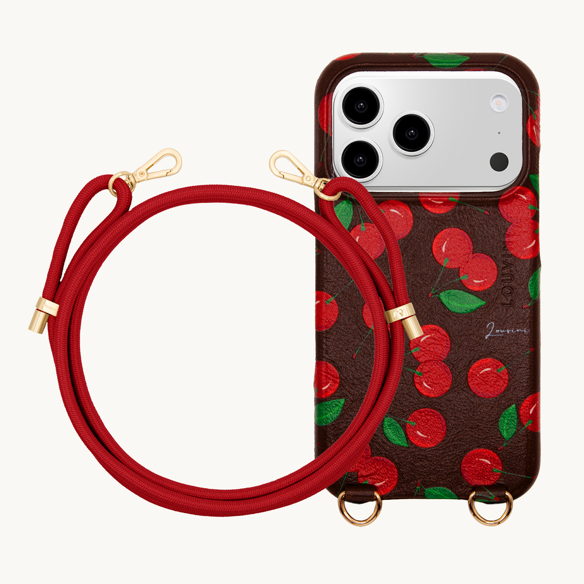 Coque iPhone MagSafe MAX Cerises & Cordon TESSA Rouge