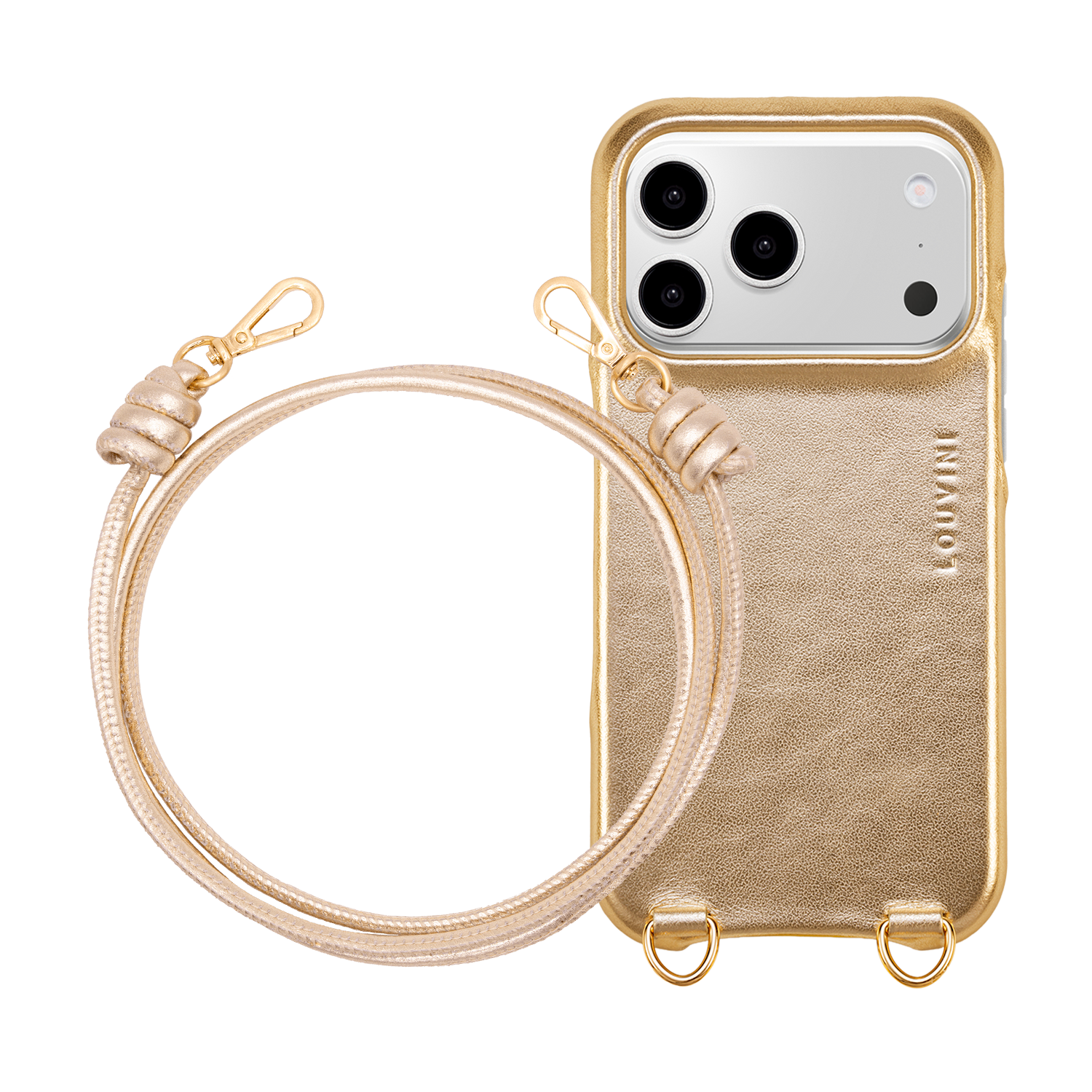 Coque iPhone MagSafe MAX Doré Métallisé & Cordon KATE Doré