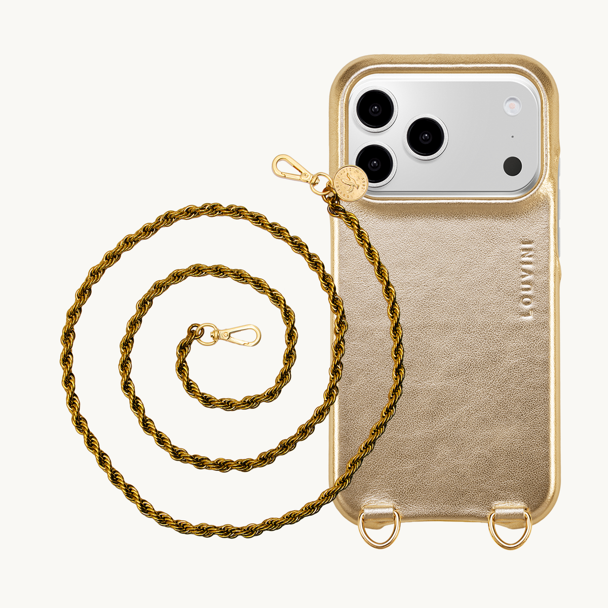 Coque iPhone MagSafe MAX Doré Métallisé & Chaîne CELINE