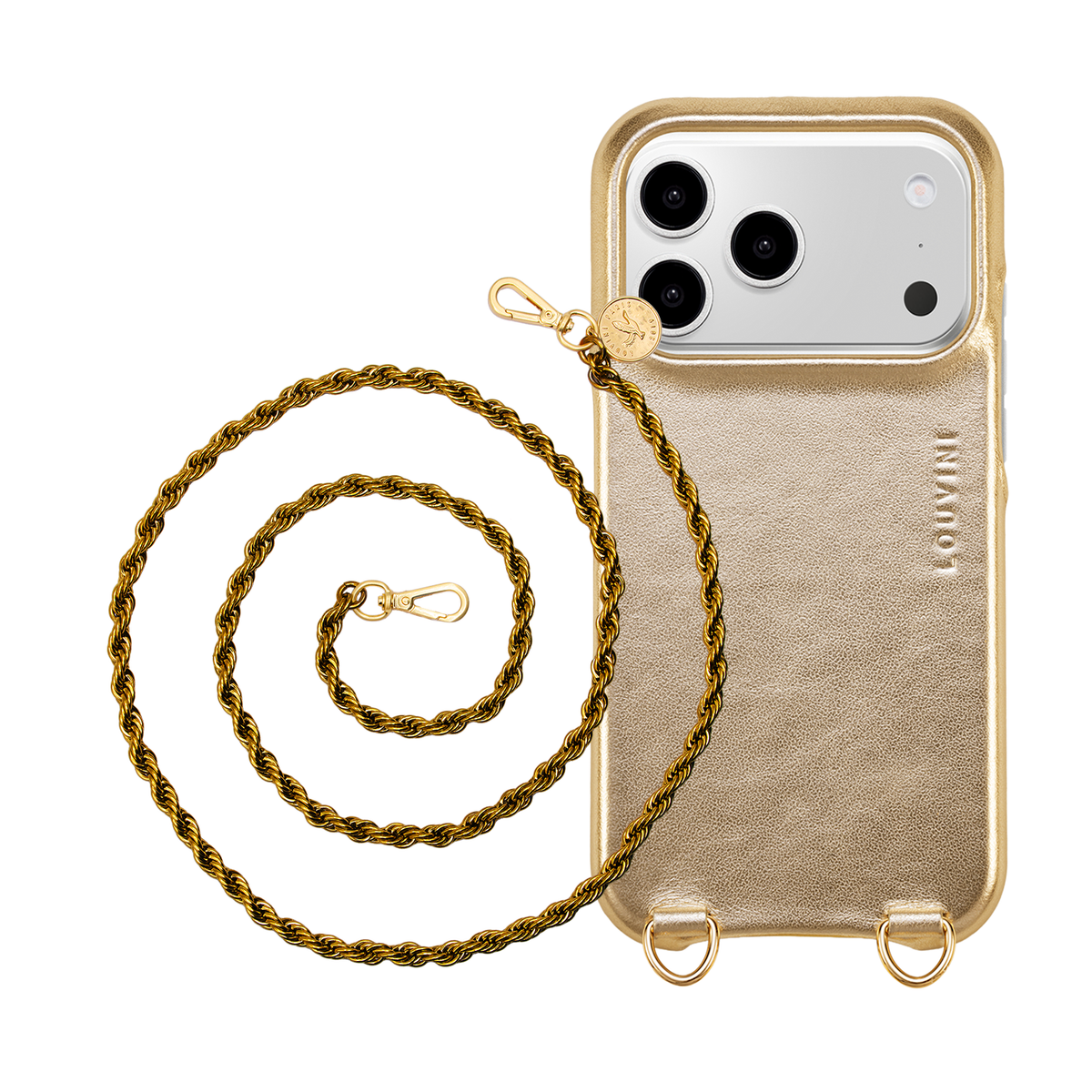 Coque iPhone MagSafe MAX Doré Métallisé & Chaîne CELINE