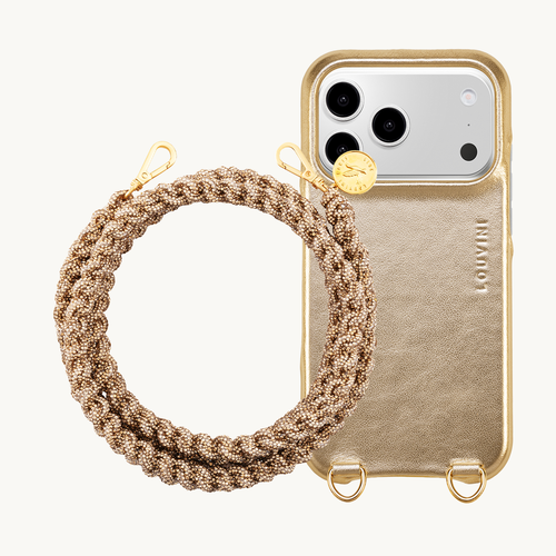 Coque iPhone MagSafe MAX Doré Métallisé & Cordon SCARLETT Doré