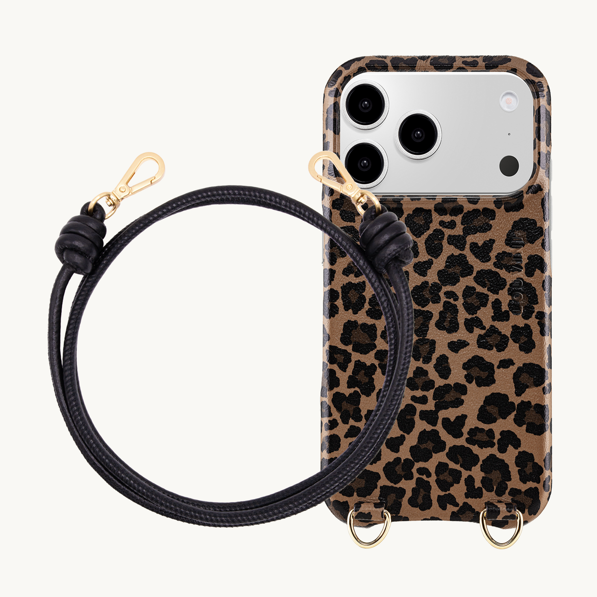 Coque iPhon MagSafe MAX Léopard & Cordon KATE Noir