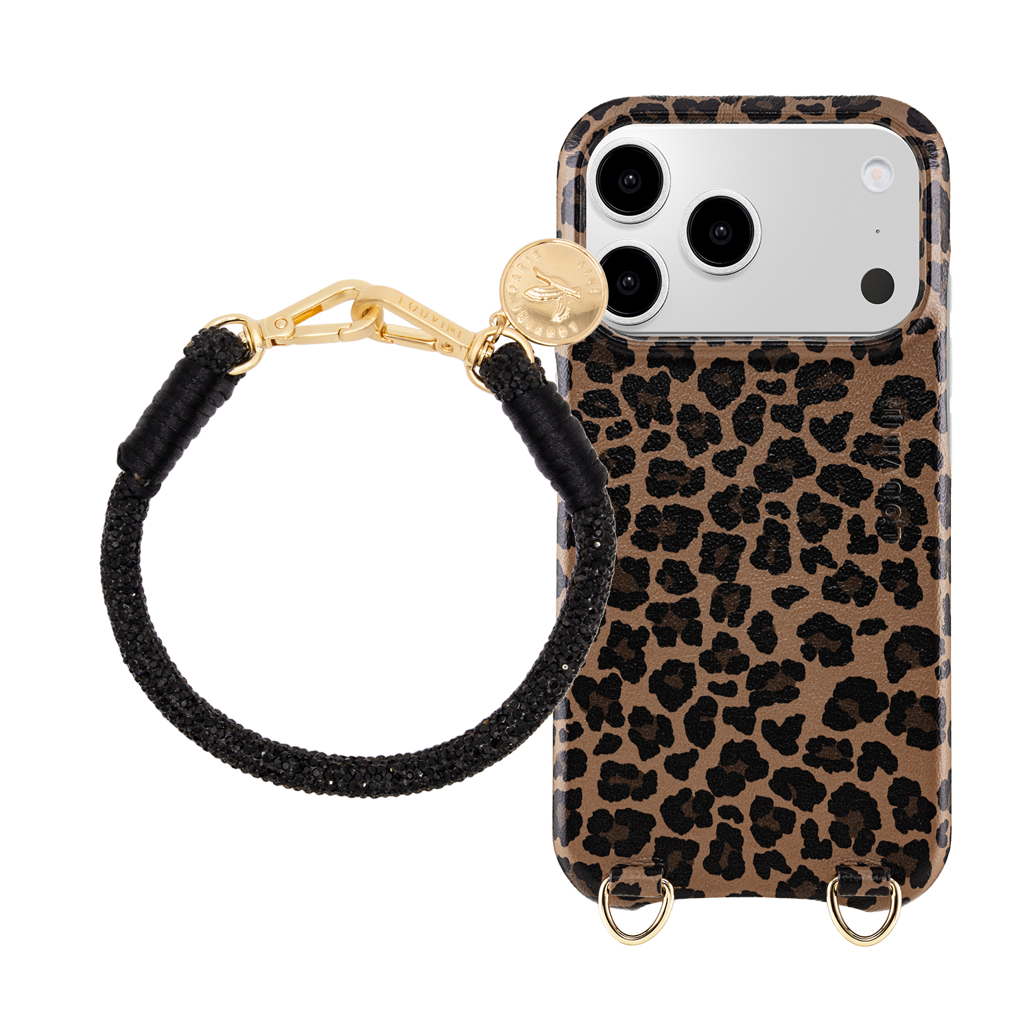 Coque iPhone MagSafe MAX Léopard & Bracelet PETIT KIM Noir