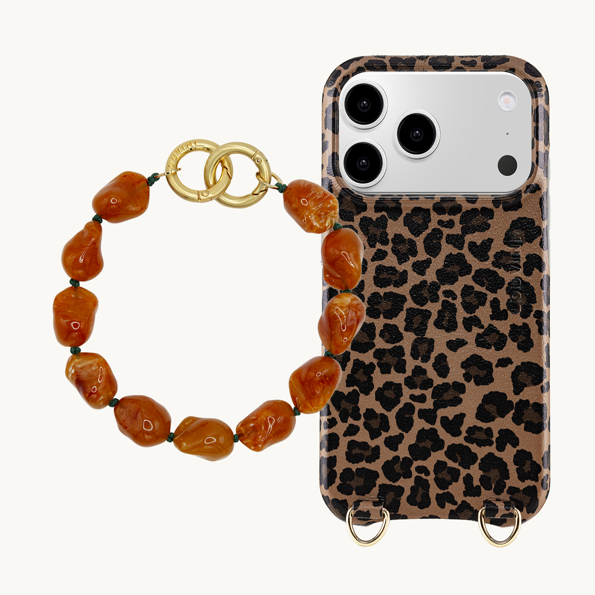 Coque iPhone MagSafe MAX Léopard & Bracelet PETIT ROMY Caramel