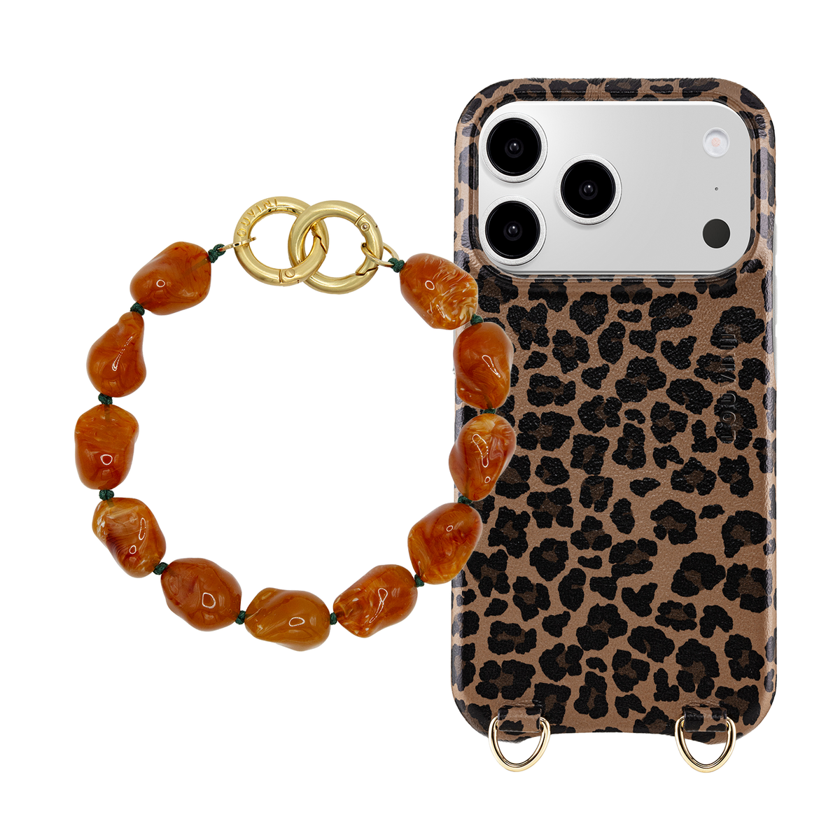 Coque iPhone MagSafe MAX Léopard & Bracelet PETIT ROMY Caramel