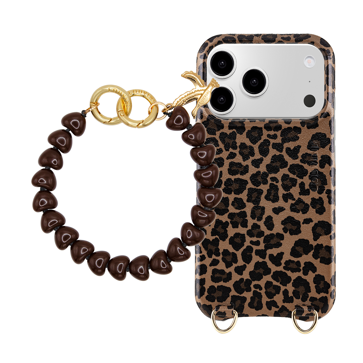 Coque iPhone MagSafe MAX Léopard & Bracelet TINY CUORE Marron