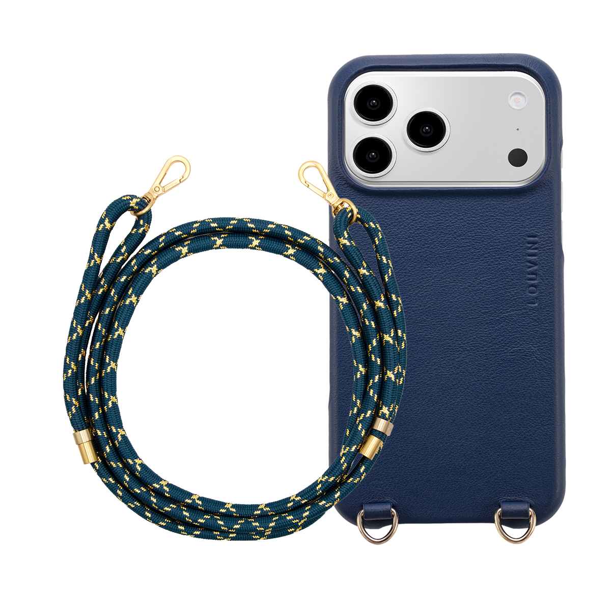 Coque iPhone MagSafe MAX Marine & Cordon TESSA Marine-Doré