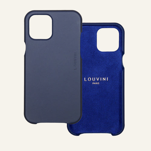 Coque iPhone MagSafe cuir MAX Bleu marine