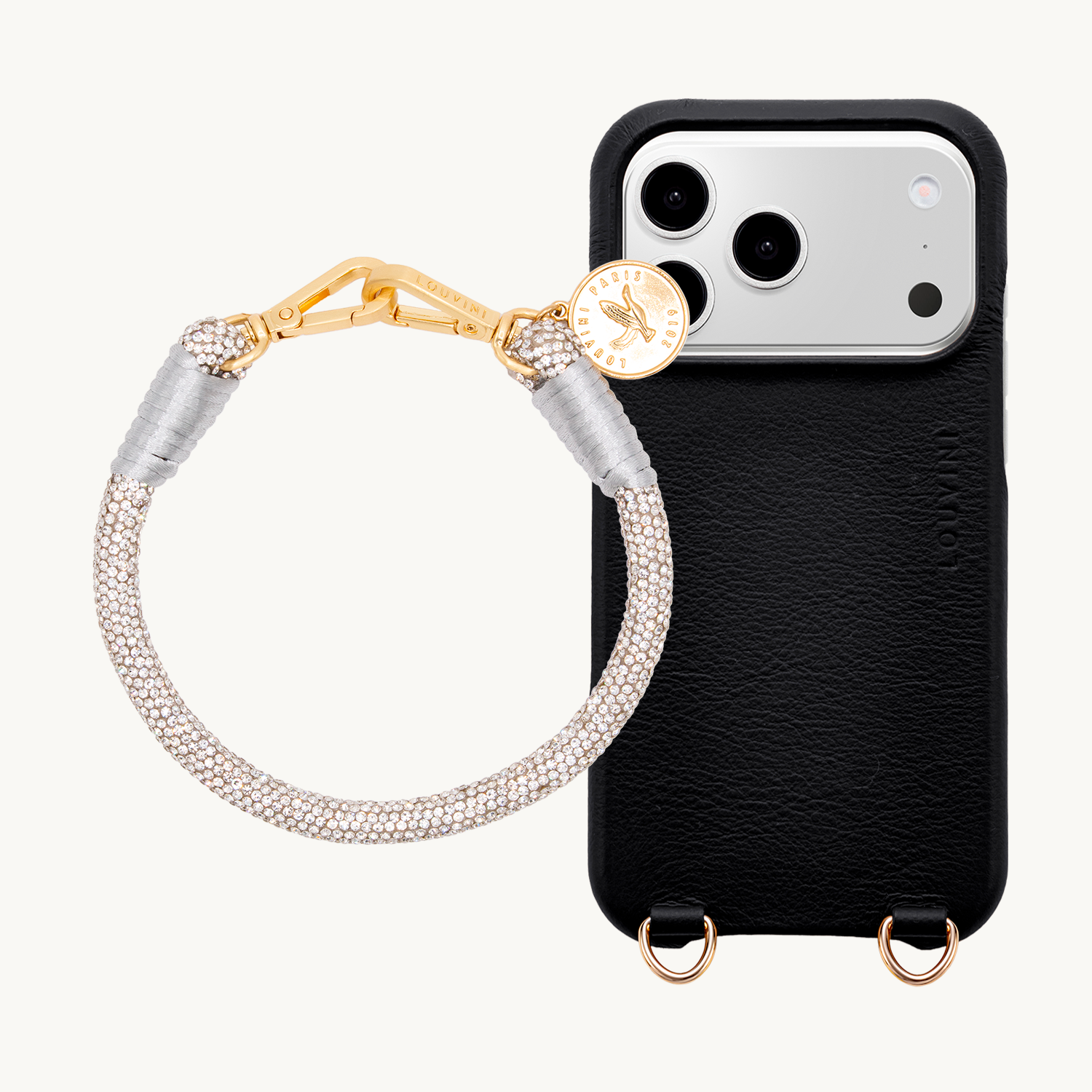 Coque iPhone MAX MagSafe Noir & Bracelet PETIT KIM Argenté